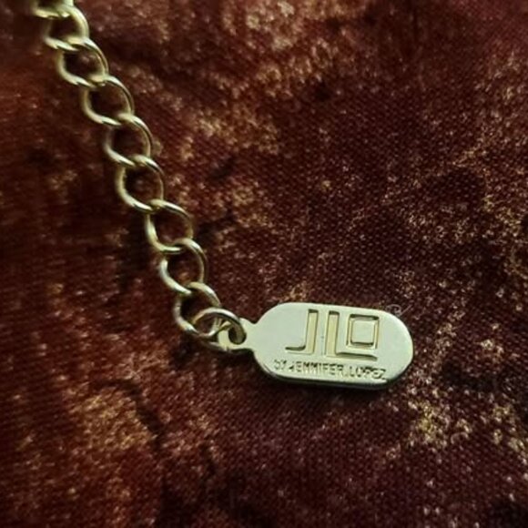 Blue ribbon and Gold toned Chain JLo Jennifer Lopez Necklace - Picture 2 of 4